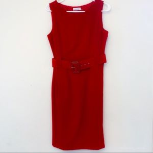 NWOT Calvin Klein Sleeveless Belted Sheath Dress